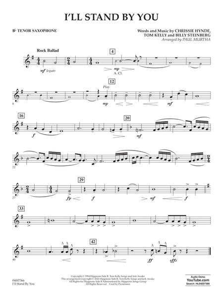 I'll Stand By You (arr. Paul Murtha) - Bb Tenor Saxophone