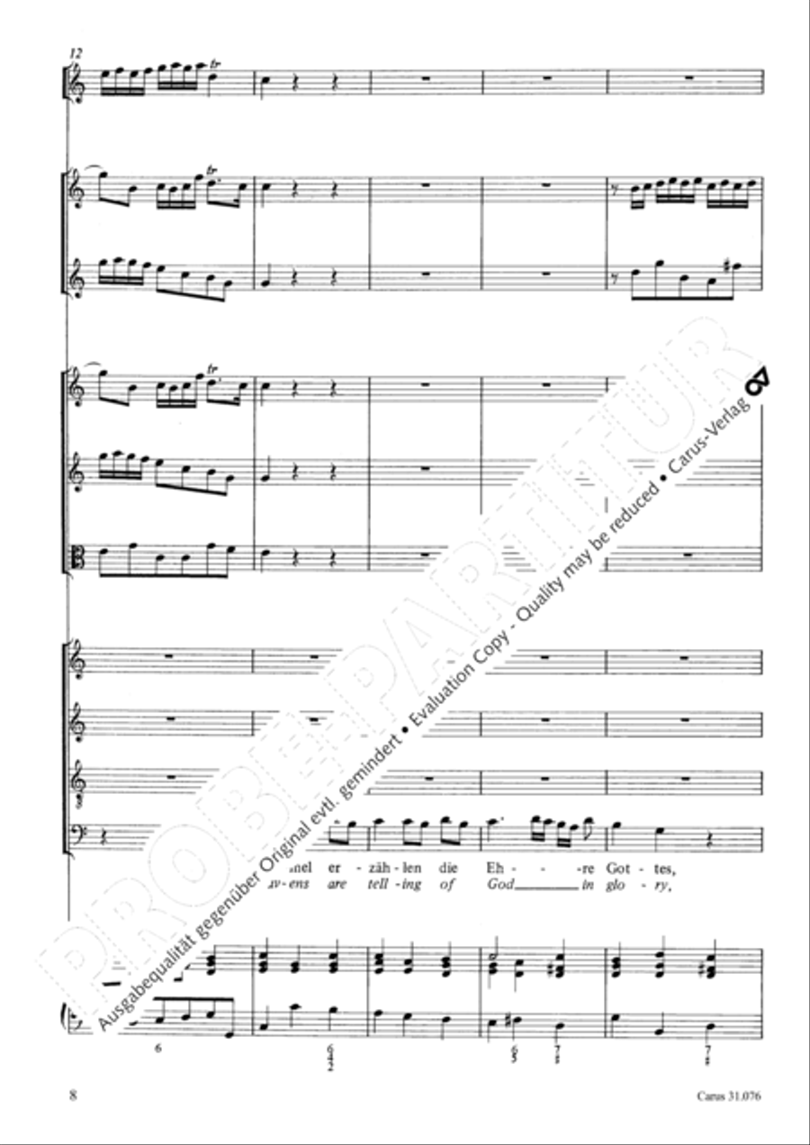 The heavens are telling the Father's glory (Die Himmel erzahlen die Ehre Gottes) 4-Part scores gallery preview page 9