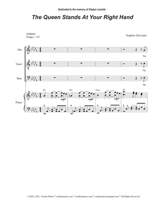 The Queen Stands At Your Right Hand (Vocal Quartet - (SATB)