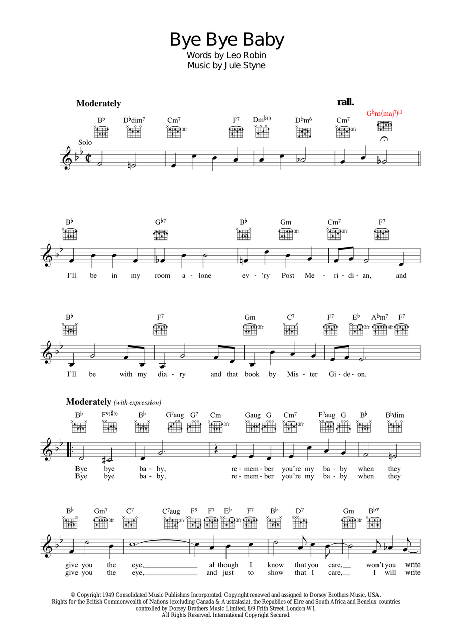 Bye Bye Baby Bye Bye Baby Piano scores gallery preview page 1