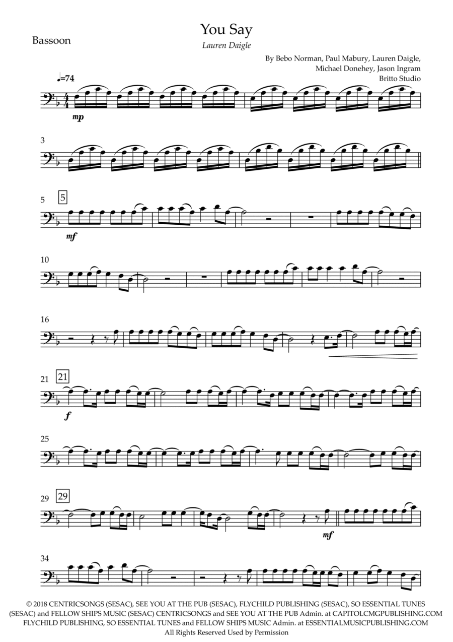 You Say Bassoon Solo scores gallery preview page 1