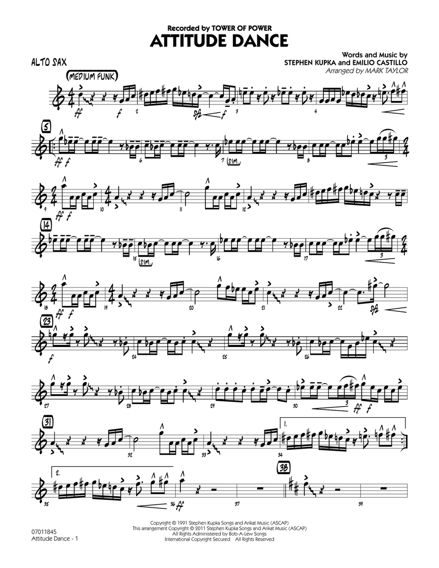 Attitude Dance - Alto Sax Jazz Ensemble scores gallery preview page 1
