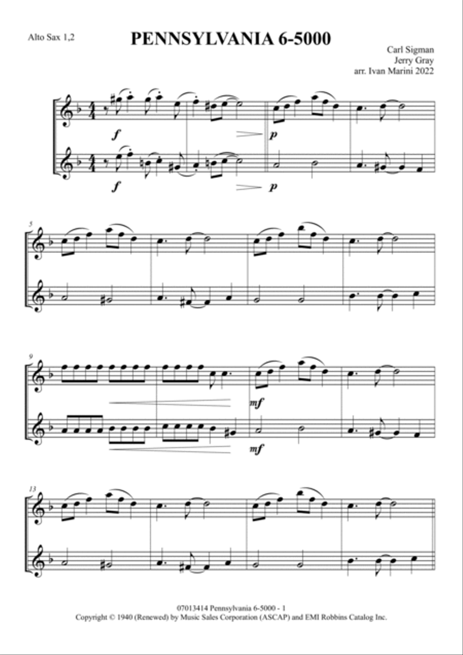 Pennsylvania 6-5000 Alto Saxophone scores gallery preview page 2