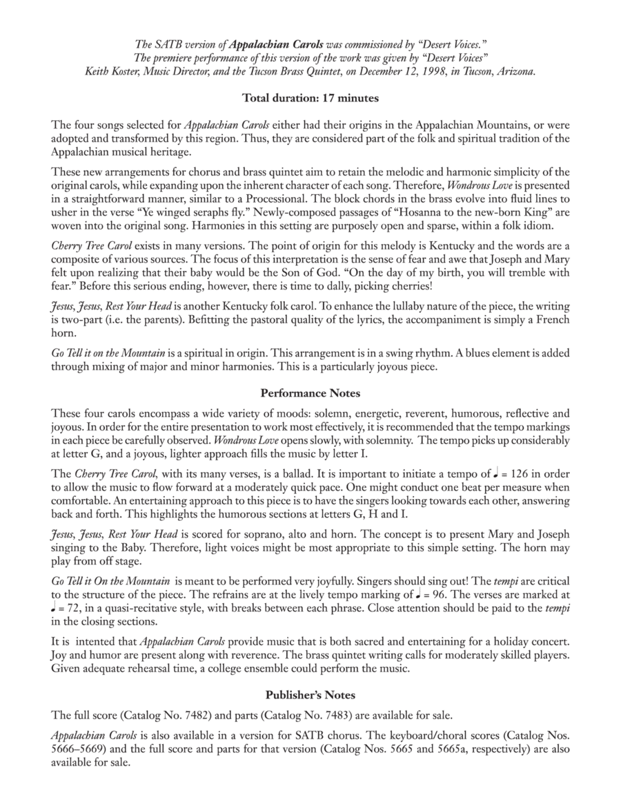 Appalachian Carols: 1. Wondrous Love SSAA scores gallery preview page 1