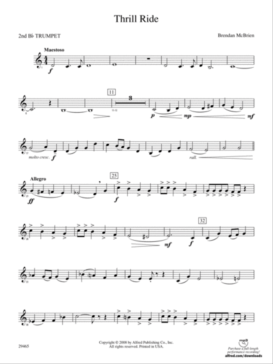Thrill Ride: 2nd B-flat Trumpet Concert Band scores gallery preview page 1