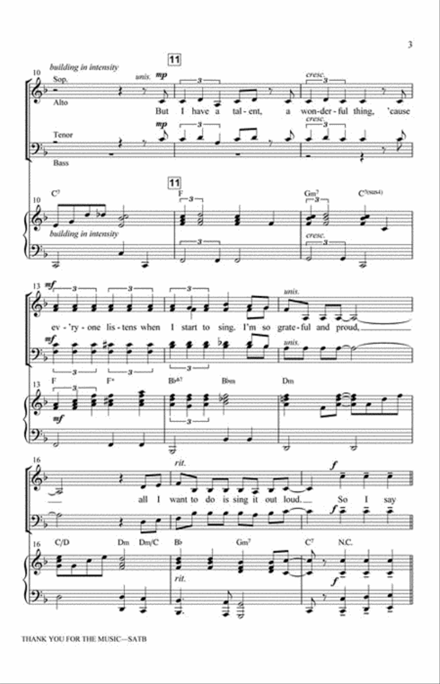 Thank You for the Music 4-Part scores gallery preview page 3