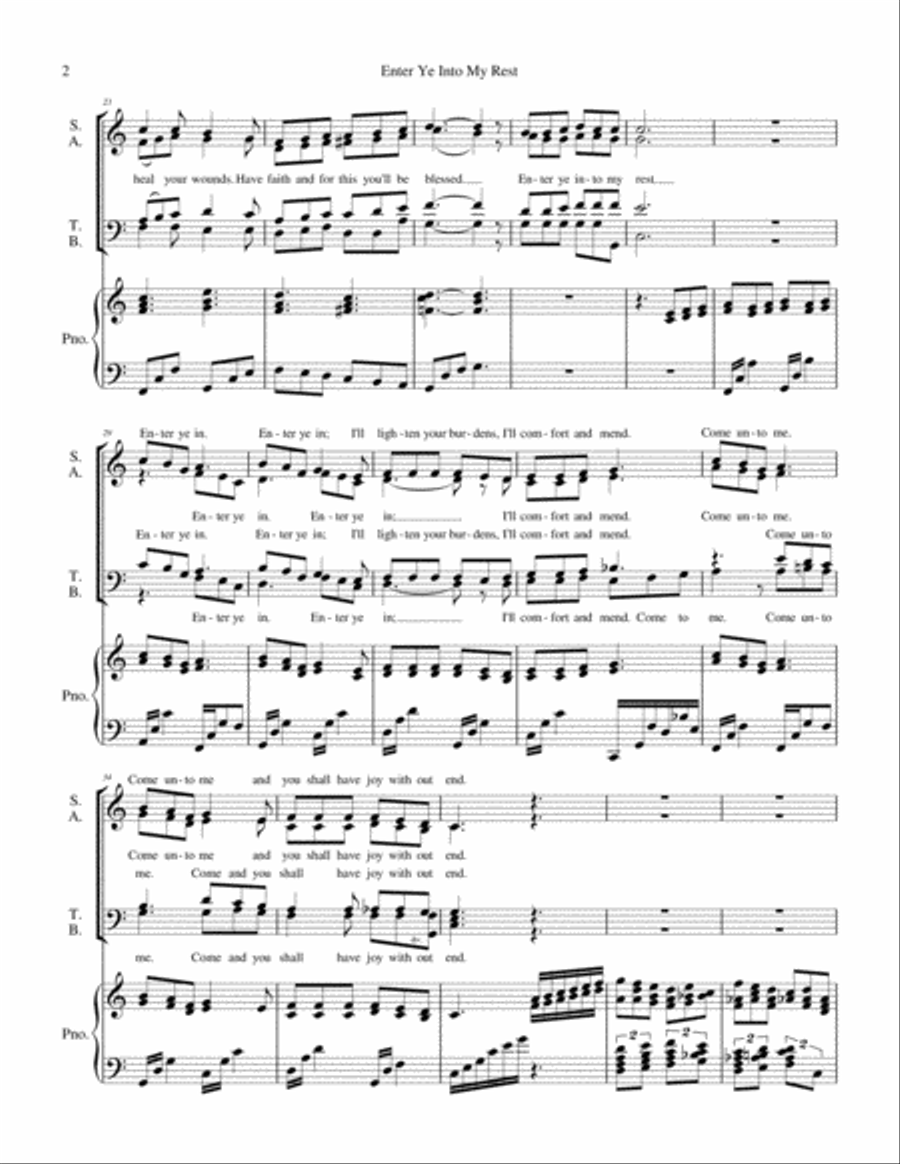 Enter Ye Into My Rest 4-Part scores gallery preview page 2