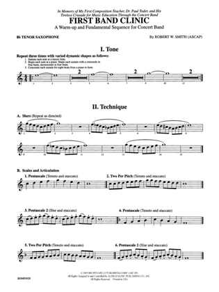 First Band Clinic (A Warm-Up and Fundamental Sequence for Concert Band): B-flat Tenor Saxophone