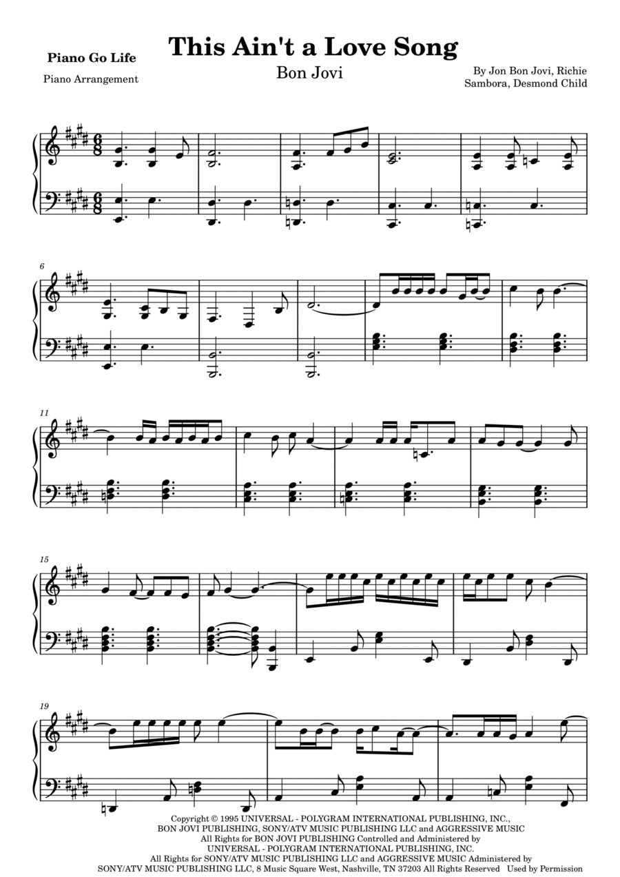 This Ain't A Love Song Piano Solo scores gallery preview page 1