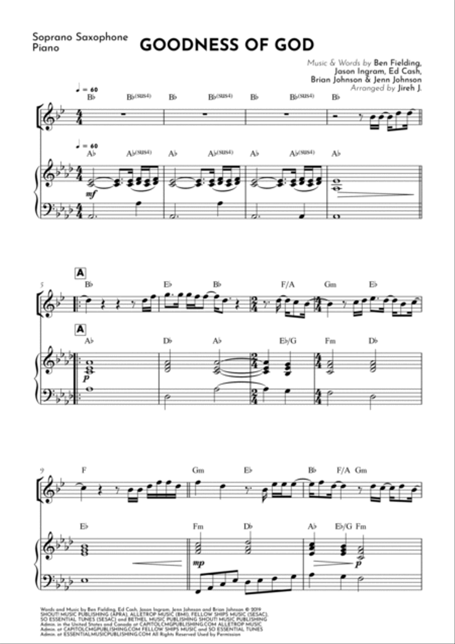 Goodness Of God Soprano Saxophone scores gallery preview page 2
