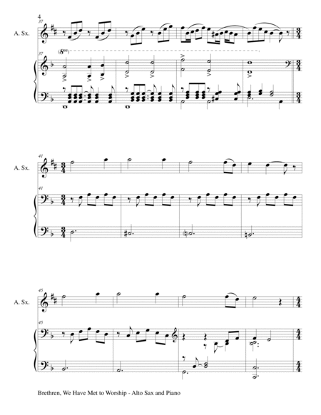 BRETHREN, WE HAVE MET TO WORSHIP (Duet – Alto Sax and Piano/Score and Parts) image number null