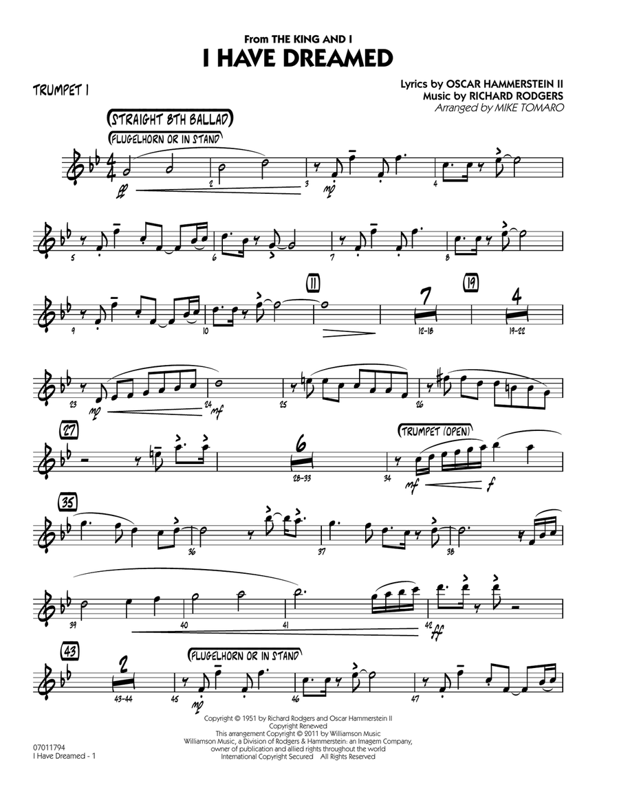 I Have Dreamed - Trumpet 1 Jazz Ensemble scores gallery preview page 1