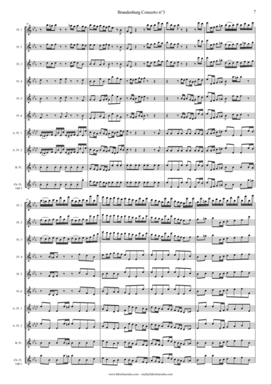 Brandenburg Concerto n°3 - Complete for Flute Choir Brandenburg Concerto n°3 - Complete for Flute Choir Flute Choir scores gallery preview page 6