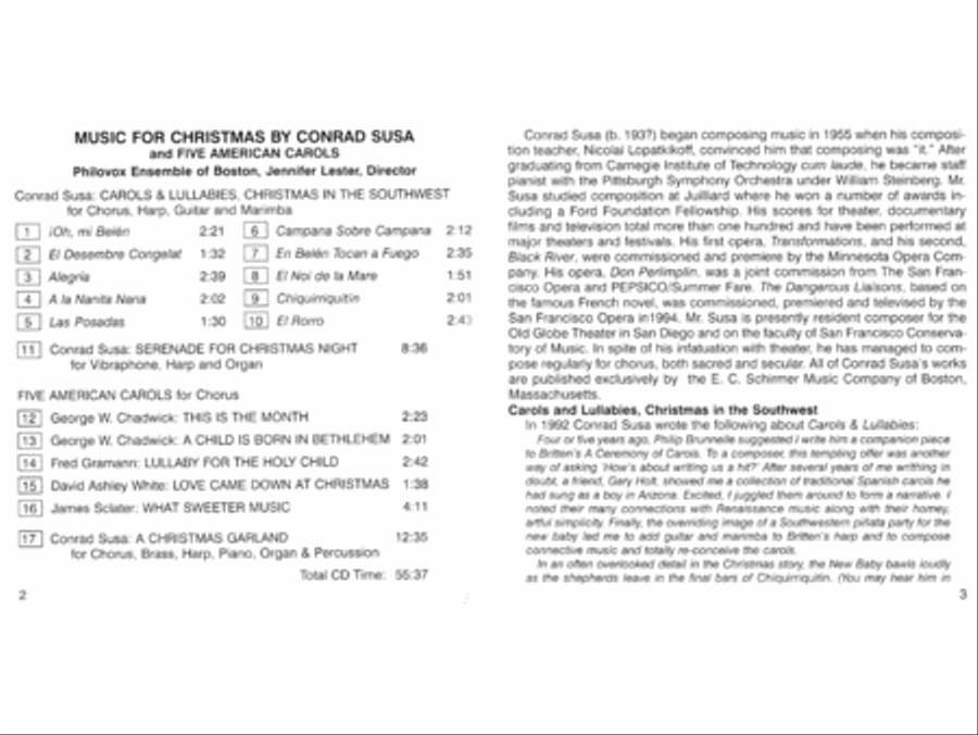 Carols and Lullabies Music for Christmas by Conrad Susa and Five American Carols CD scores gallery preview page 3