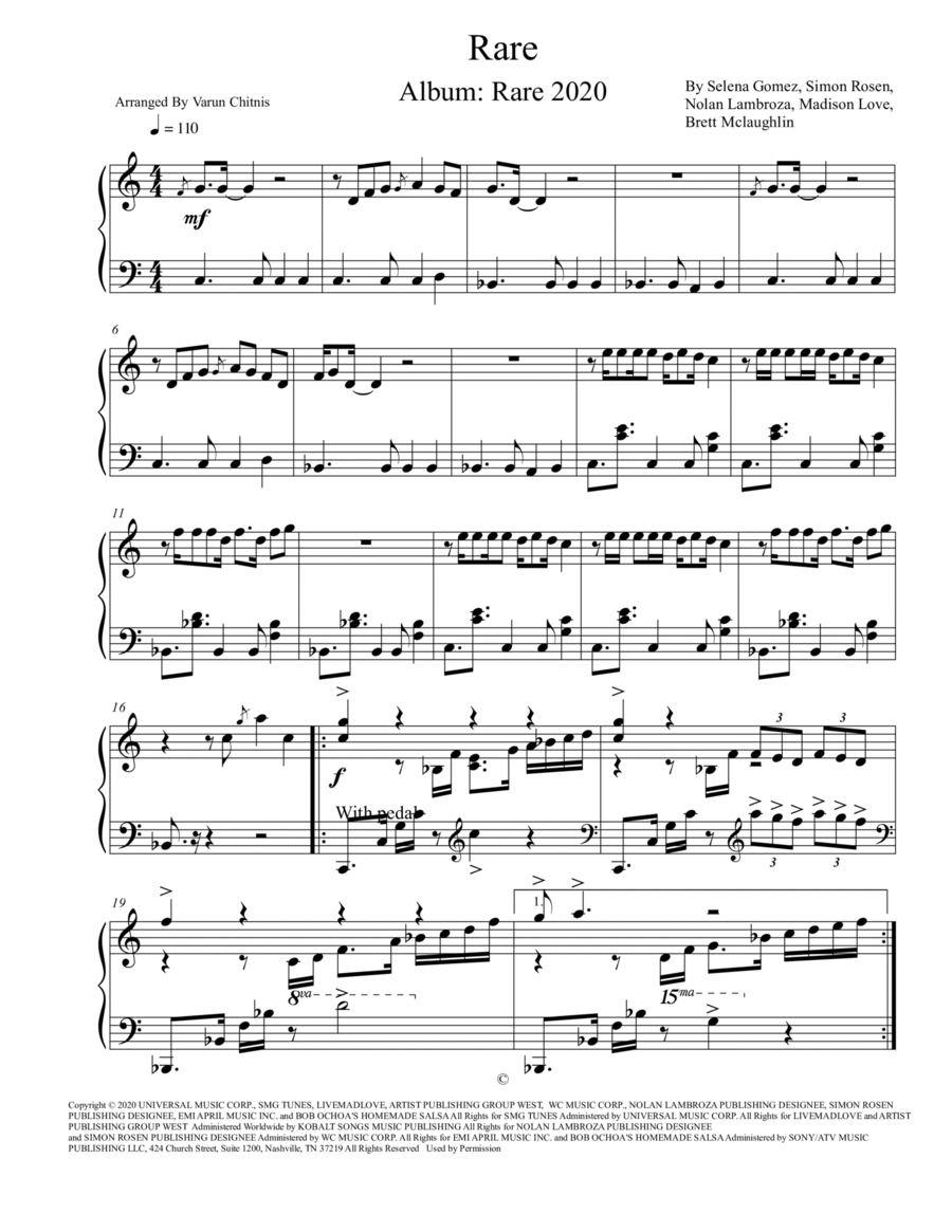 Rare Rare Piano Solo scores gallery preview page 1