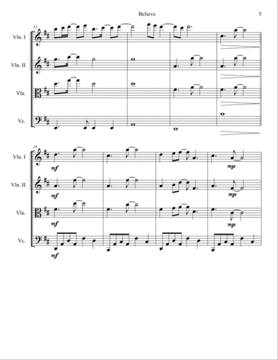 Believe String Quartet scores gallery preview page 5