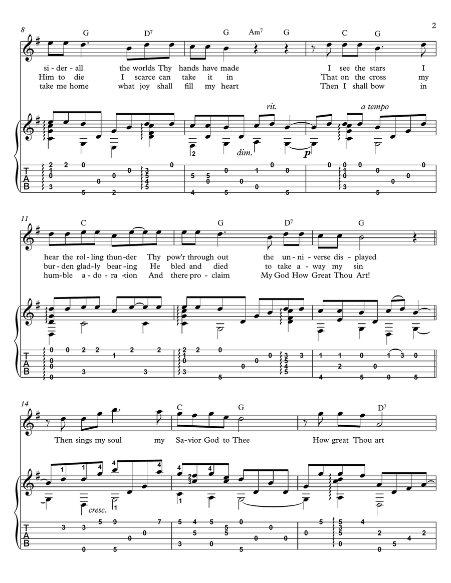 How Great Thou Art Guitar Tablature scores gallery preview page 2