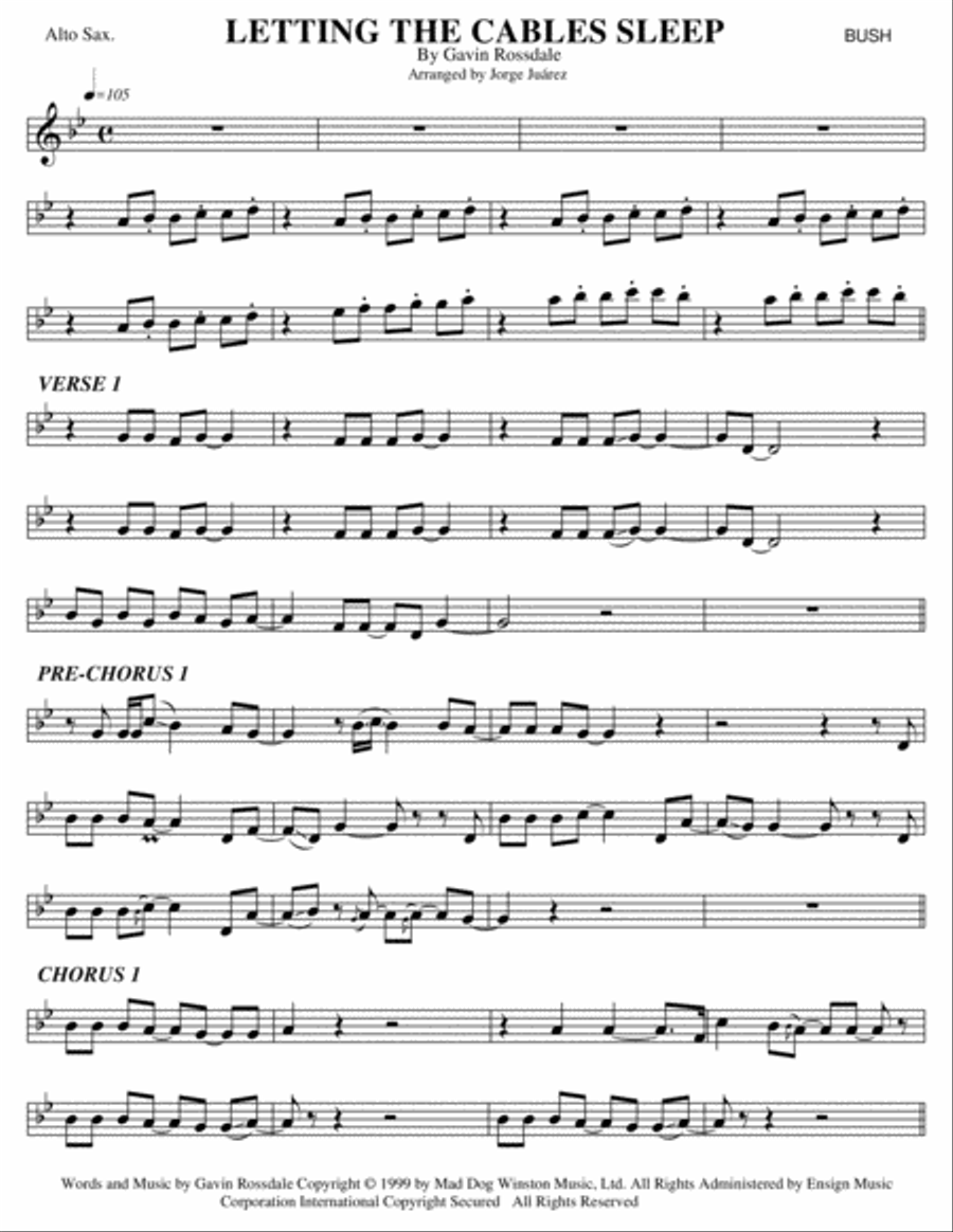 Letting The Cables Sleep Letting The Cables Sleep Alto Saxophone scores gallery preview page 1