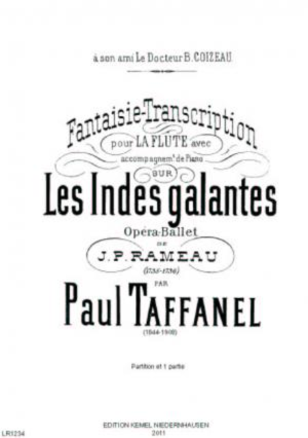 Les indes galantes : opera-ballet de J. P. Rameau : fantaisie-transcription pour la flute avec piano