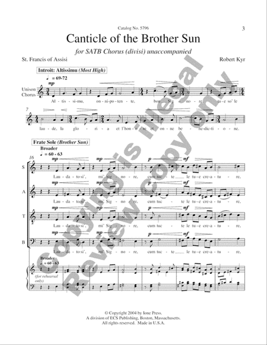 Canticle of the Brother Sun Divisi scores gallery preview page 3