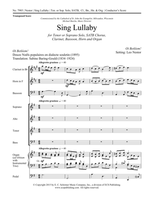 Sing Lullaby (Chamber Version Score)