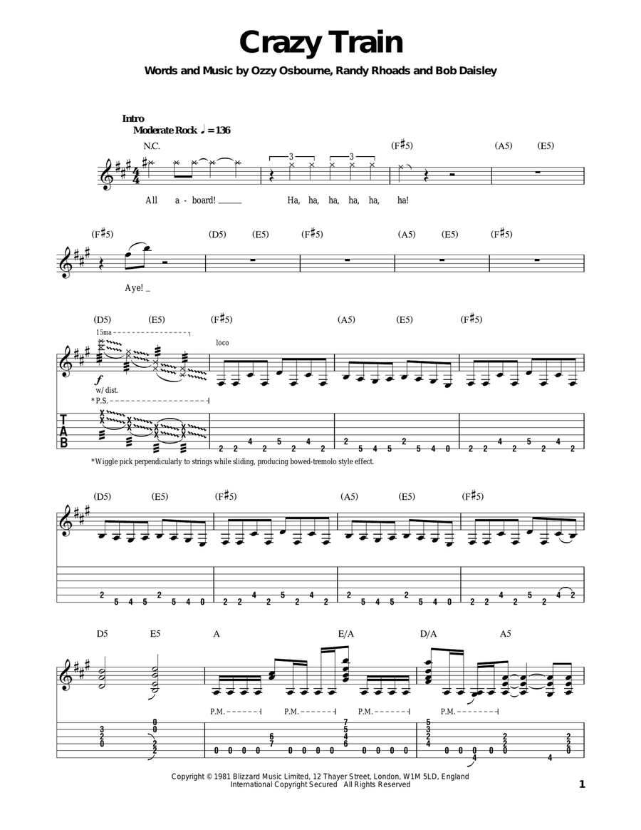 Crazy Train Acoustic Guitar scores gallery preview page 1