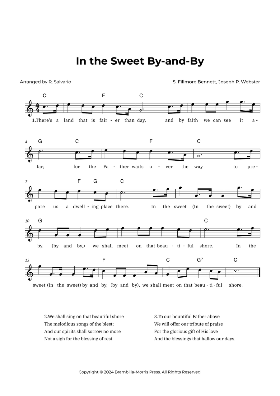 In the Sweet By-and-By (Key of C Major) Piano scores gallery preview page 1