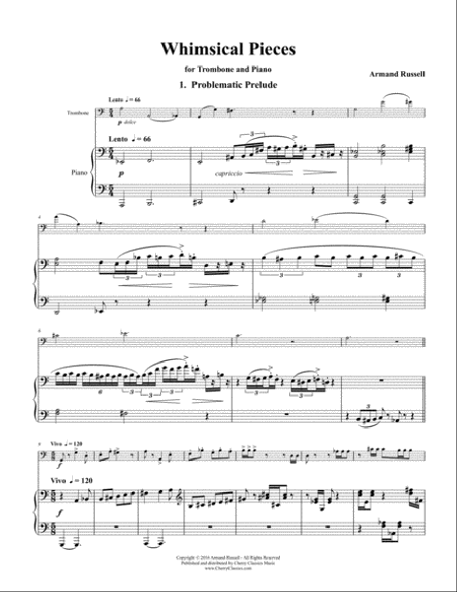 Whimsical Pieces for Trombone and Piano Piano Accompaniment scores gallery preview page 3