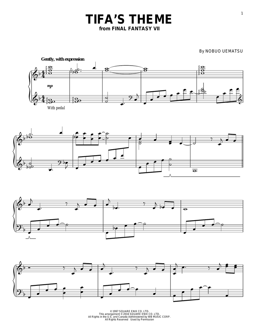 Tifa's Theme (from Final Fantasy VII) Piano Solo scores gallery preview page 1