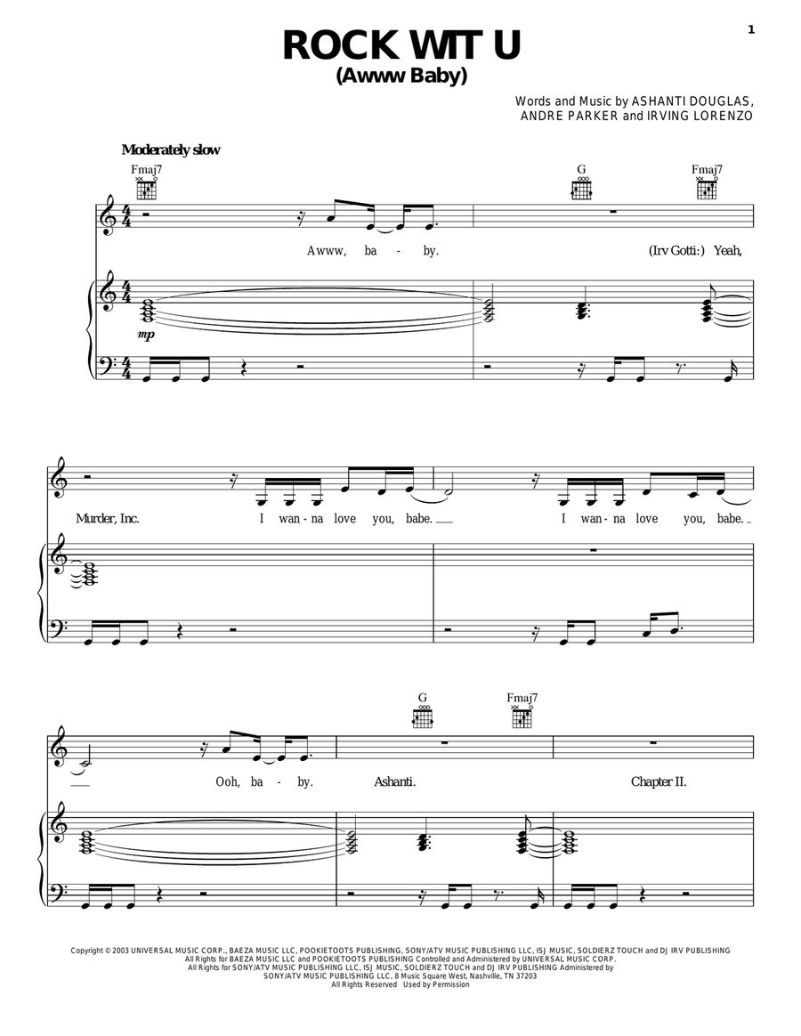 Rock Wit U (Awww Baby) Piano, Vocal, Guitar scores gallery preview page 1