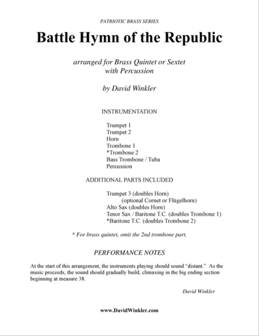Battle Hymn of the Republic Brass Ensemble scores gallery preview page 2