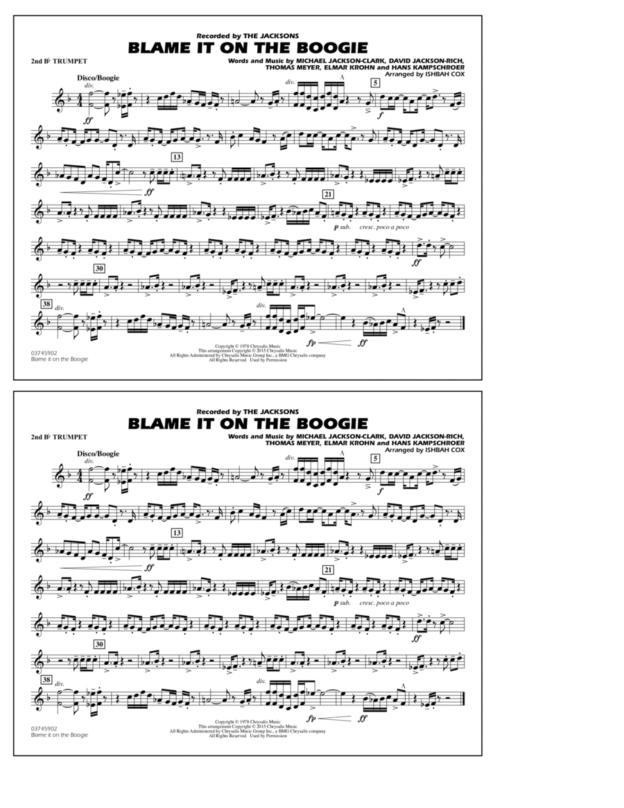 Blame It on the Boogie - 2nd Bb Trumpet