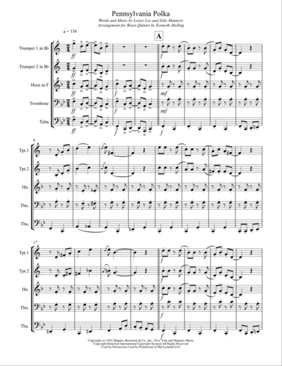 Pennsylvania Polka Brass Ensemble scores gallery preview page 2