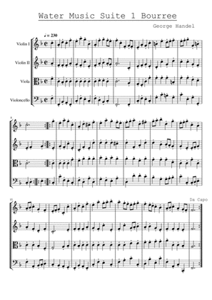 George Handel Water Music Suite 1 (Bourree + Hornpipe) for String Quartet