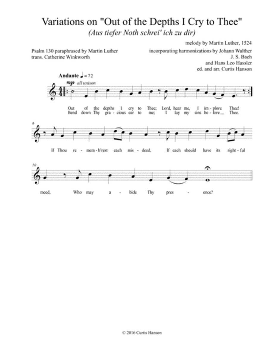 Out of the Depths I Cry to Thee (SATB) image number null