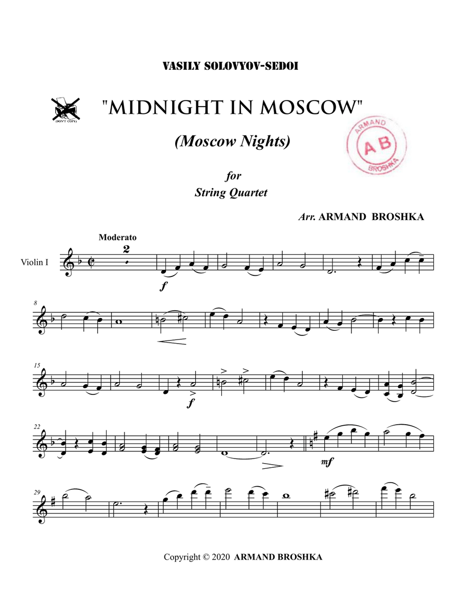 Midnight in Moscow (Moscow Nights) String Quartet scores gallery preview page 3