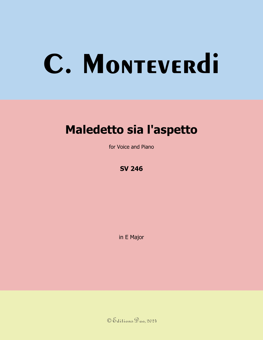 Maledetto sia l'aspetto, by Monteverdi, in E Major Piano, Vocal scores gallery preview page 1