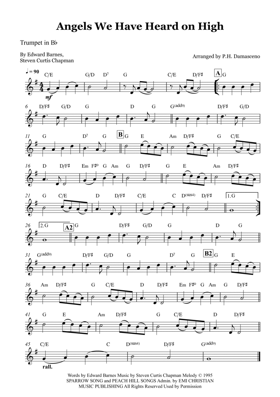 Angels We Have Heard On High Trumpet Solo scores gallery preview page 1