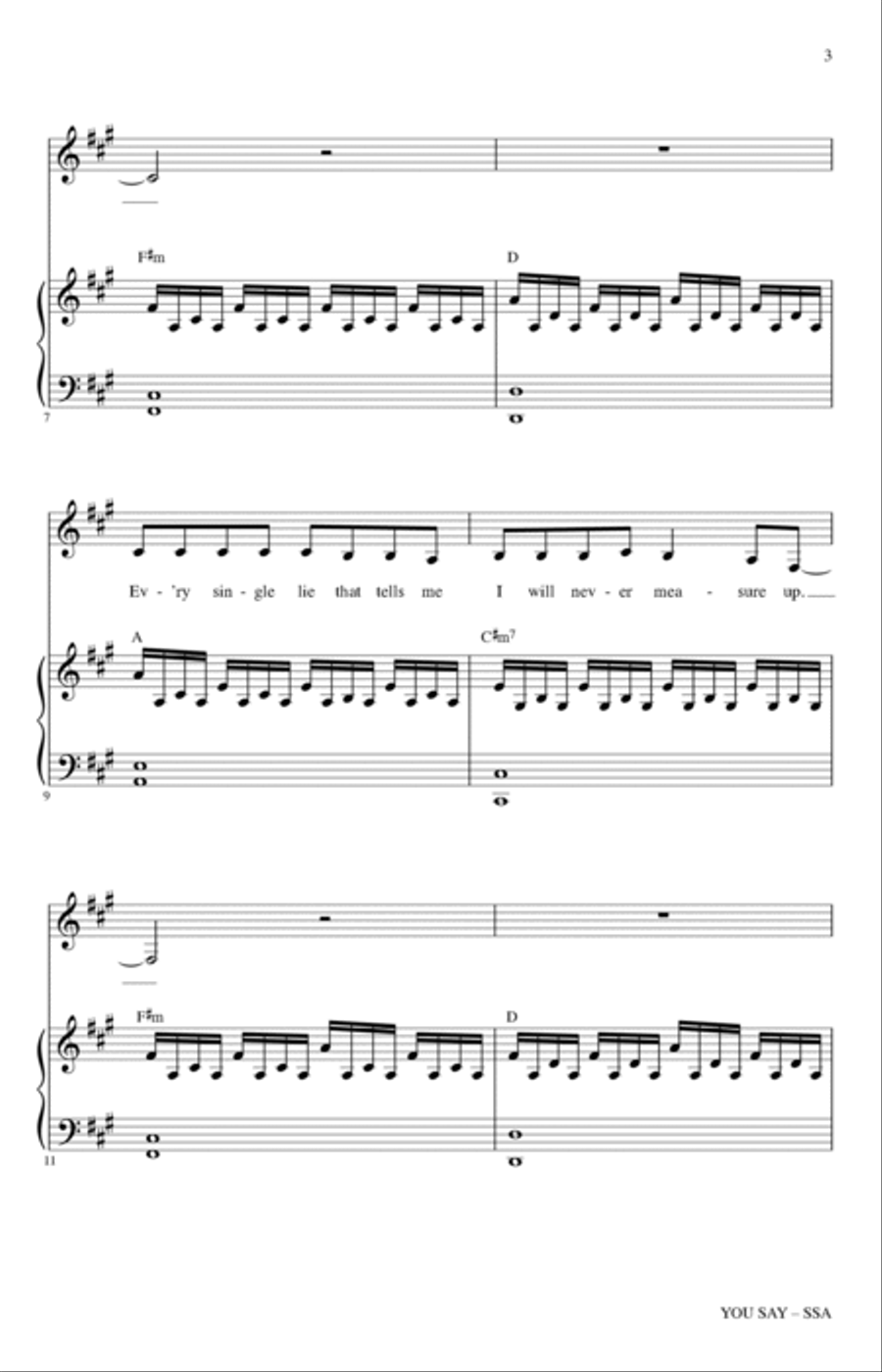 You Say (arr. Heather Sorenson) SSA scores gallery preview page 2