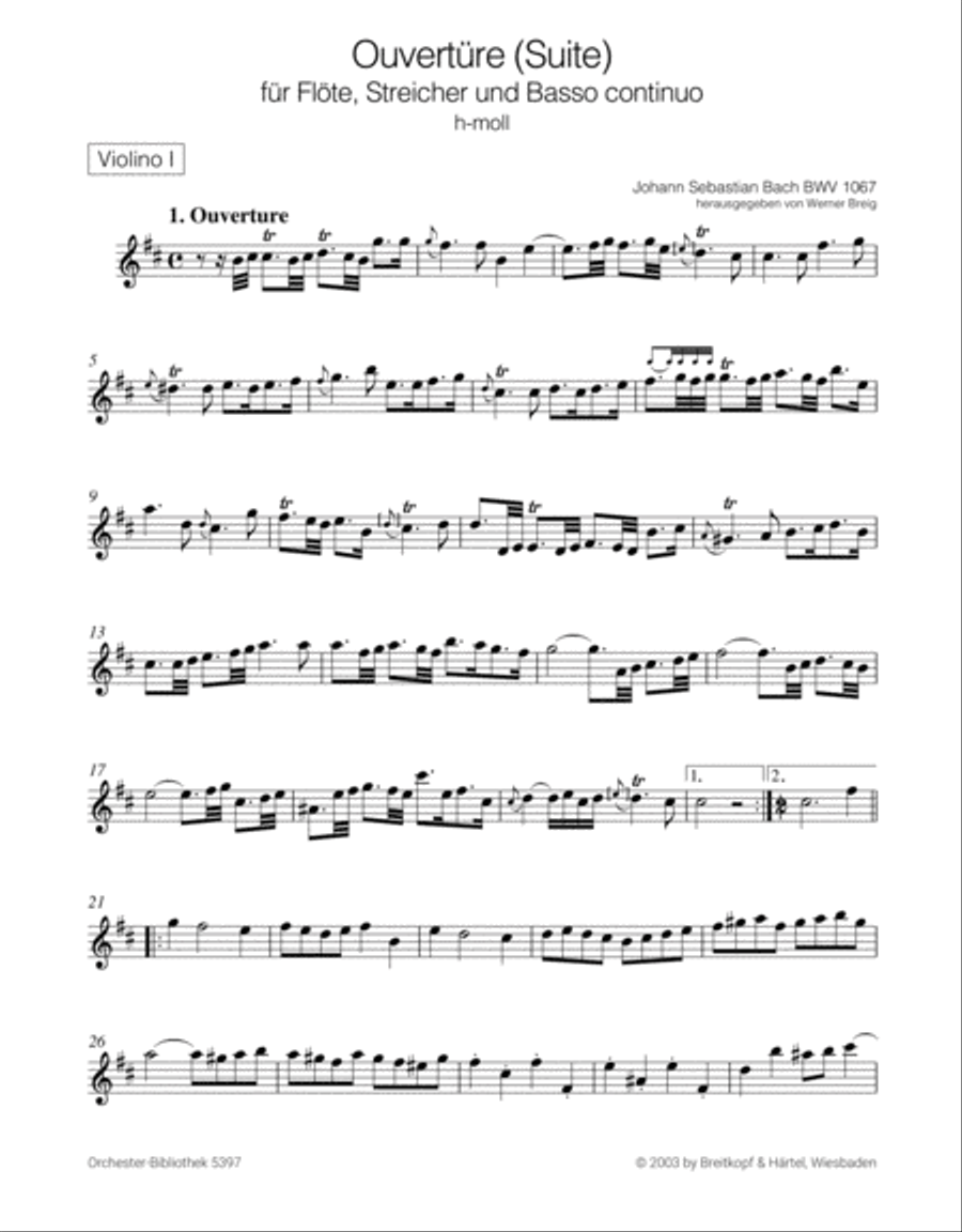 Overture (Suite) No. 2 in B minor BWV 1067 Orchestra scores gallery preview page 2
