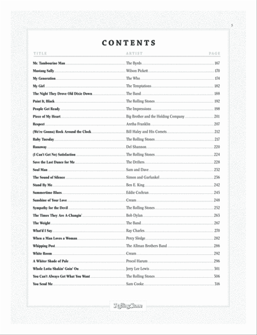 Rolling Stone Sheet Music Classics, Volume 1