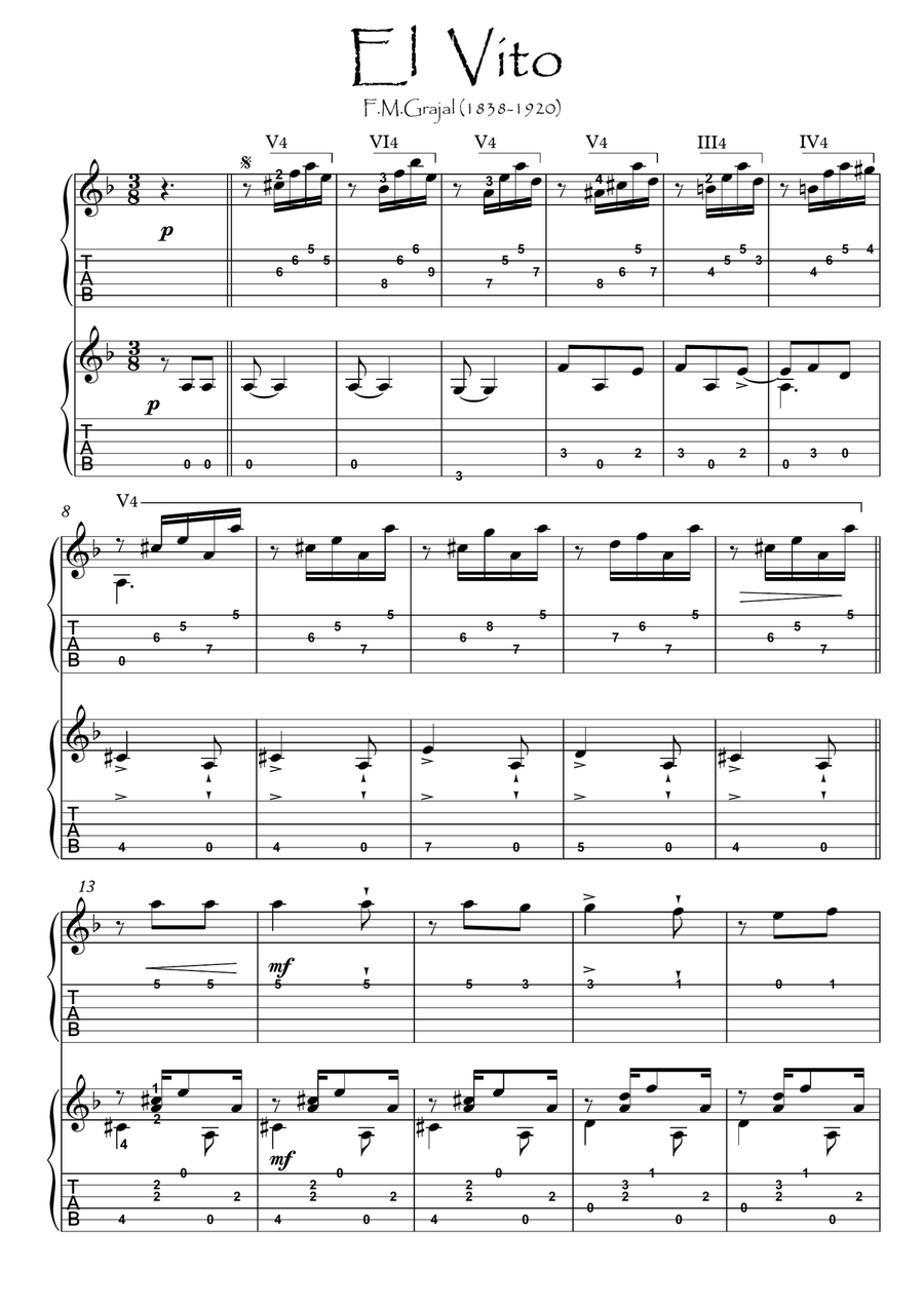 El Vito Guitar duet Guitar Ensemble scores gallery preview page 1