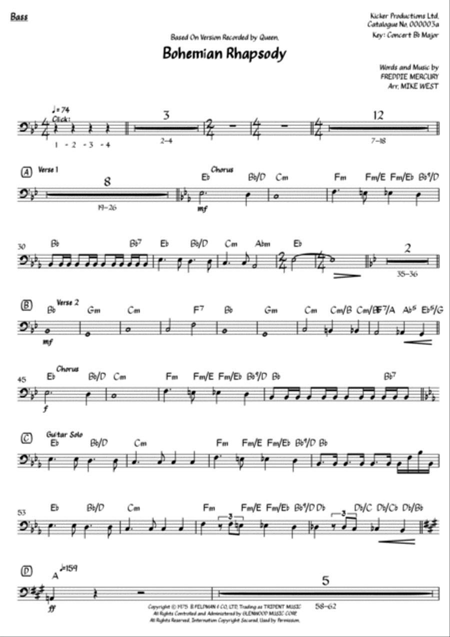 Bohemian Rhapsody Bass Guitar scores gallery preview page 2