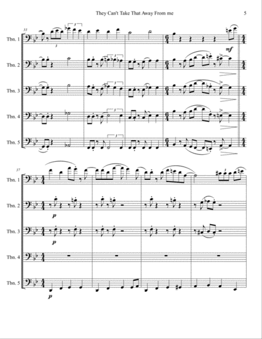 They Can't Take That Away From Me Brass Ensemble scores gallery preview page 6