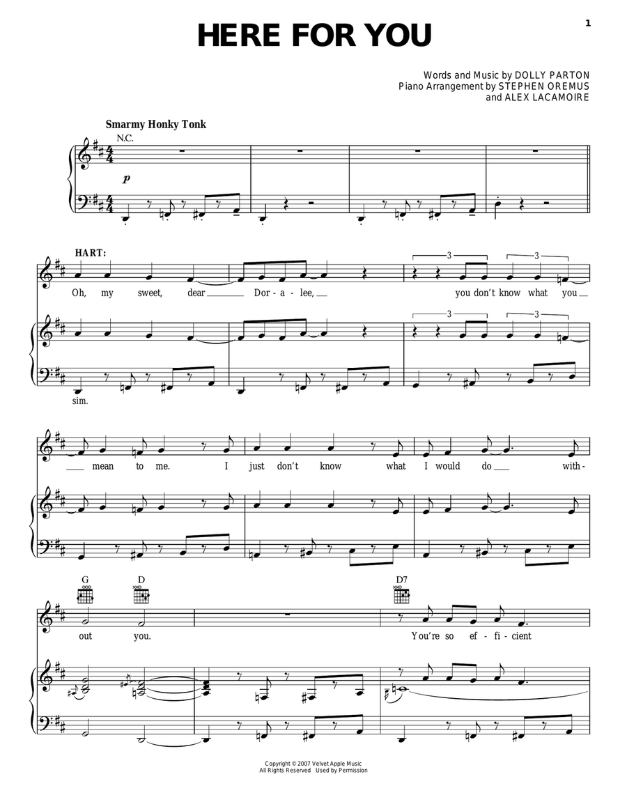 Here For You (from 9 to 5: The Musical) Piano, Vocal, Guitar scores gallery preview page 1