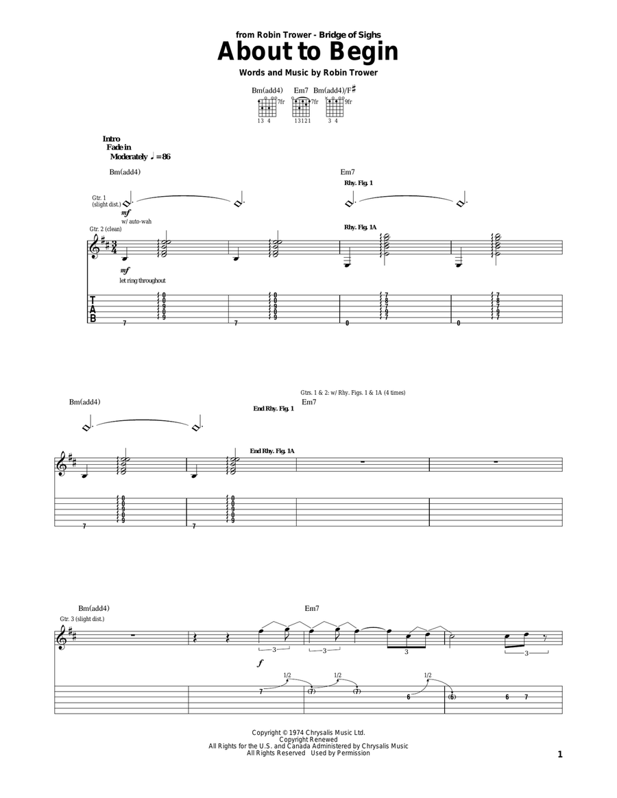 About To Begin Electric Guitar scores gallery preview page 1
