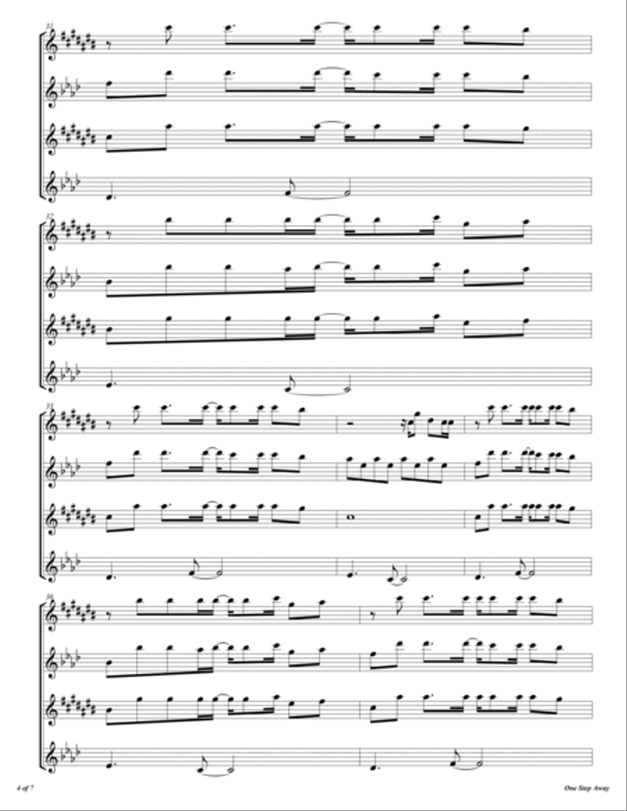 One Step Away Woodwind Quartet scores gallery preview page 5