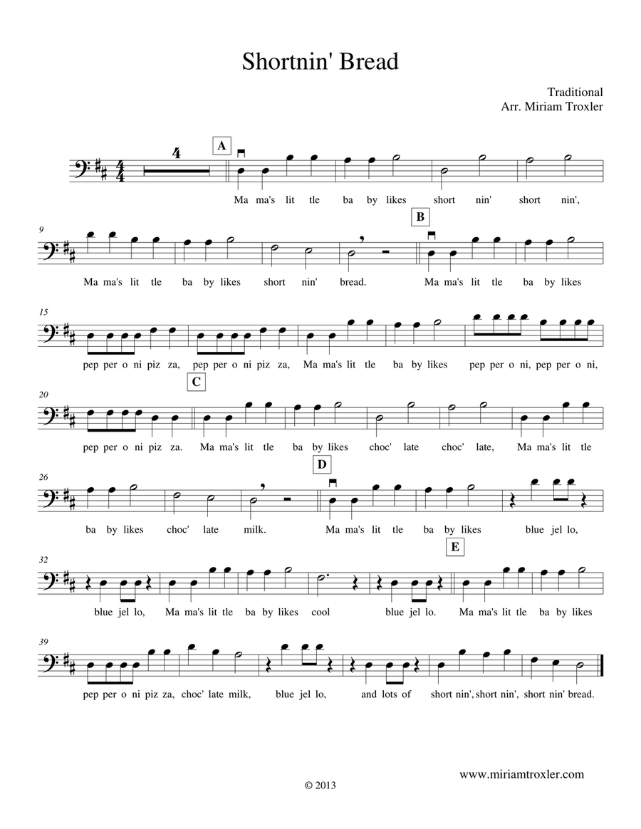 Shortnin' Bread Piano scores gallery preview page 1