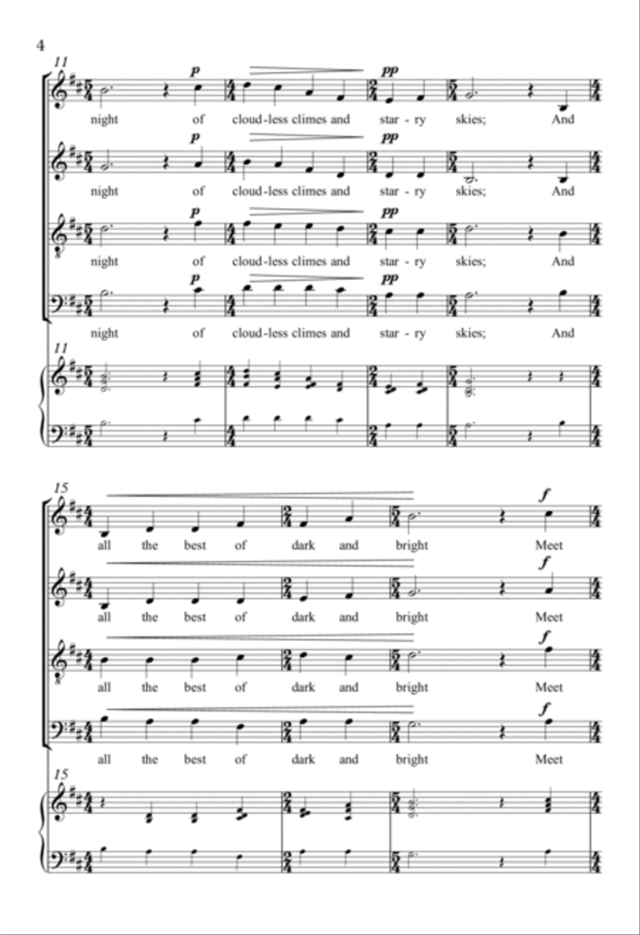 She Walks In Beauty 4-Part scores gallery preview page 2