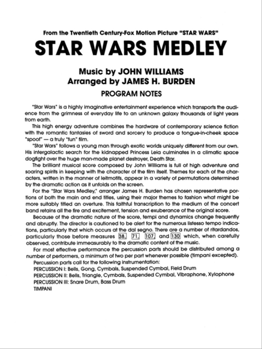 Star Wars Medley Star Wars Medley Concert Band scores gallery preview page 3